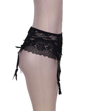 Load image into Gallery viewer, Black Lace/bow Garter Panty(12-14) Xl