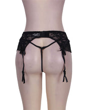 Load image into Gallery viewer, Black Lace/bow Garter Panty(12-14) Xl