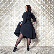 Load image into Gallery viewer, Kixies Lois Black With Back Seam Thigh Highs Size D