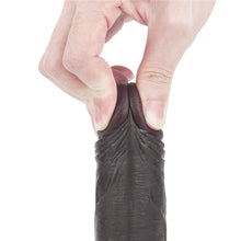 Load image into Gallery viewer, Sliding Skin 7" Dual Layer Dong W/balls Brown