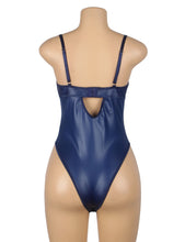 Load image into Gallery viewer, Blue Faux Leather Bodysuit (16-18) 3xl