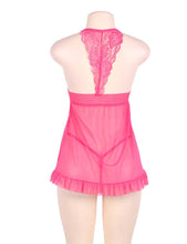 Load image into Gallery viewer, Halter Babydoll Pink W/lace (12-14)xl