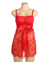 Load image into Gallery viewer, Red Eyelash Lace Push Up Nightdress(10-12) L