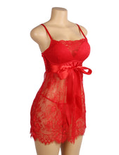 Load image into Gallery viewer, Red Eyelash Lace Push Up Nightdress(10-12) L