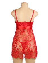 Load image into Gallery viewer, Red Eyelash Lace Push Up Nightdress(10-12) L