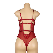 Load image into Gallery viewer, Wine Red Floral Mesh Bodysuit (16-18) 3xl W/underwire