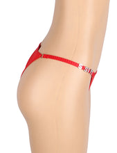 Load image into Gallery viewer, Rhinestone T-back Thong Red (12-14) Xl