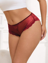 Load image into Gallery viewer, Heart Burgundy Lace Panty (12-14) Xl