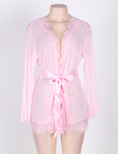 Load image into Gallery viewer, Sheer Lace Trim Robe Pink W/g (16-18) 3xl