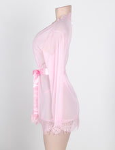 Load image into Gallery viewer, Sheer Lace Trim Robe Pink W/g ( 8-10) M