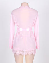 Load image into Gallery viewer, Sheer Lace Trim Robe Pink W/g ( 8-10) M