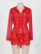 Load image into Gallery viewer, Sheer Lace Trim Robe Red W/g (8-10) M