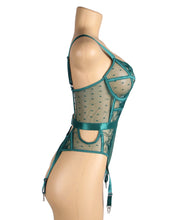 Load image into Gallery viewer, Suspender Bodysuit Green (16-18) 3xl Lace Hollow