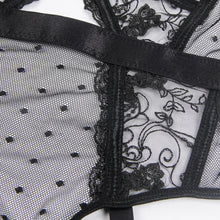 Load image into Gallery viewer, Black Lace Hollow Suspender Bodysuit(14-16) 2xl