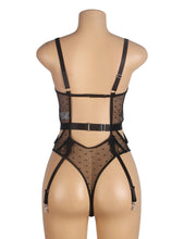 Load image into Gallery viewer, Black Lace Hollow Suspender Bodysuit(12-14) Xl