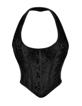 Load image into Gallery viewer, Black Embossed Halter Corset (10-12) L