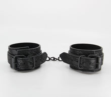 Load image into Gallery viewer, Leather & Lace Wrist Cuffs Black