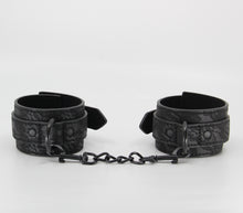 Load image into Gallery viewer, Leather & Lace Wrist Cuffs Black