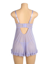 Load image into Gallery viewer, Purple Embroidered Underwire Babydoll (12-14) Xl