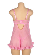 Load image into Gallery viewer, Pink Embroidered Underwire Babydoll (14-16) 2xl