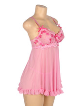 Load image into Gallery viewer, Pink Embroidered Underwire Babydoll (12-14) Xl