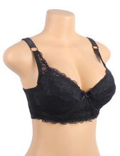 Load image into Gallery viewer, Black Lace Underwire Padded Bra (12b ) 75b
