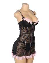 Load image into Gallery viewer, Black W/pink Ruffle Teddy (12-14)xl
