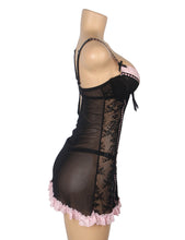 Load image into Gallery viewer, Black W/pink Ruffle Teddy (16-18) 3xl