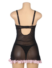 Load image into Gallery viewer, Black W/pink Ruffle Teddy (8-10) M