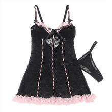Load image into Gallery viewer, Black W/pink Ruffle Teddy (8-10) M