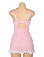 Load image into Gallery viewer, Pink W/white Ruffle Teddy (8-10)m