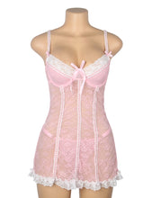 Load image into Gallery viewer, Pink W/white Ruffle Teddy (12-14) Xl