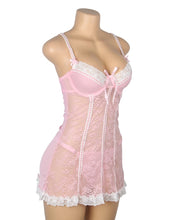 Load image into Gallery viewer, Pink W/white Ruffle Teddy (10-12) L