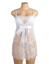 Load image into Gallery viewer, White Eyelash Lace Push Up Nightdress(10-12) L
