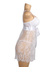 Load image into Gallery viewer, White Eyelash Lace Push Up Nightdress(10-12) L