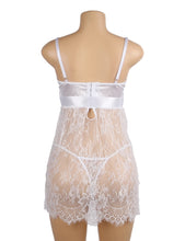 Load image into Gallery viewer, White Eyelash Lace Push Up Nightdress(10-12) L