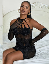Load image into Gallery viewer, Black Sparkle Bodystocking Dress (12-16) Xl