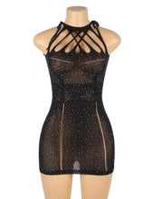 Load image into Gallery viewer, Black Sparkle Bodystocking Dress (8-12) M