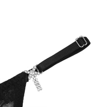 Load image into Gallery viewer, Black Lace Thong Bling Bow (12-14) Xl
