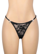 Load image into Gallery viewer, Black Lace Thong Bling Bow (10-12) L