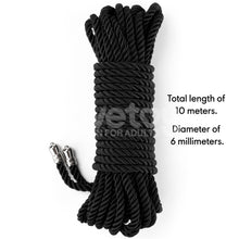 Load image into Gallery viewer, Rebellion Reign Ebony 10m Silky Bondage Rope Black