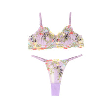 Load image into Gallery viewer, Purple Embroidered Bra Set (8-10) M
