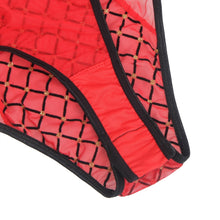 Load image into Gallery viewer, Flocked Halter Bodysuit Red (10-12) L