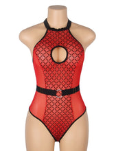 Load image into Gallery viewer, Flocked Halter Bodysuit Red (10-12) L