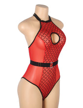 Load image into Gallery viewer, Flocked Halter Bodysuit Red (14-16) 2xl