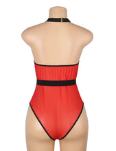 Load image into Gallery viewer, Flocked Halter Bodysuit Red (12-14) Xl
