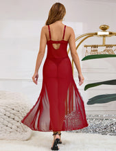 Load image into Gallery viewer, Long Split Nightgown Red Mesh Lace (16-18) 3xl