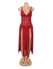 Load image into Gallery viewer, Long Split Nightgown Red Mesh Lace (16-18) 3xl
