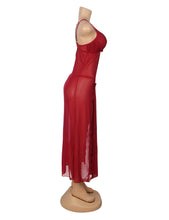 Load image into Gallery viewer, Long Split Nightgown Red Mesh Lace (14-16) 2xl