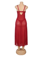 Load image into Gallery viewer, Long Split Nightgown Red Mesh Lace (10-12) L